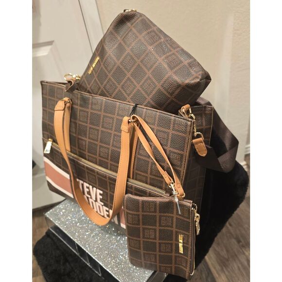 Steve Madden BOlivia Logo Tote Bag- Multi/Cognac - Picture 12 of 12